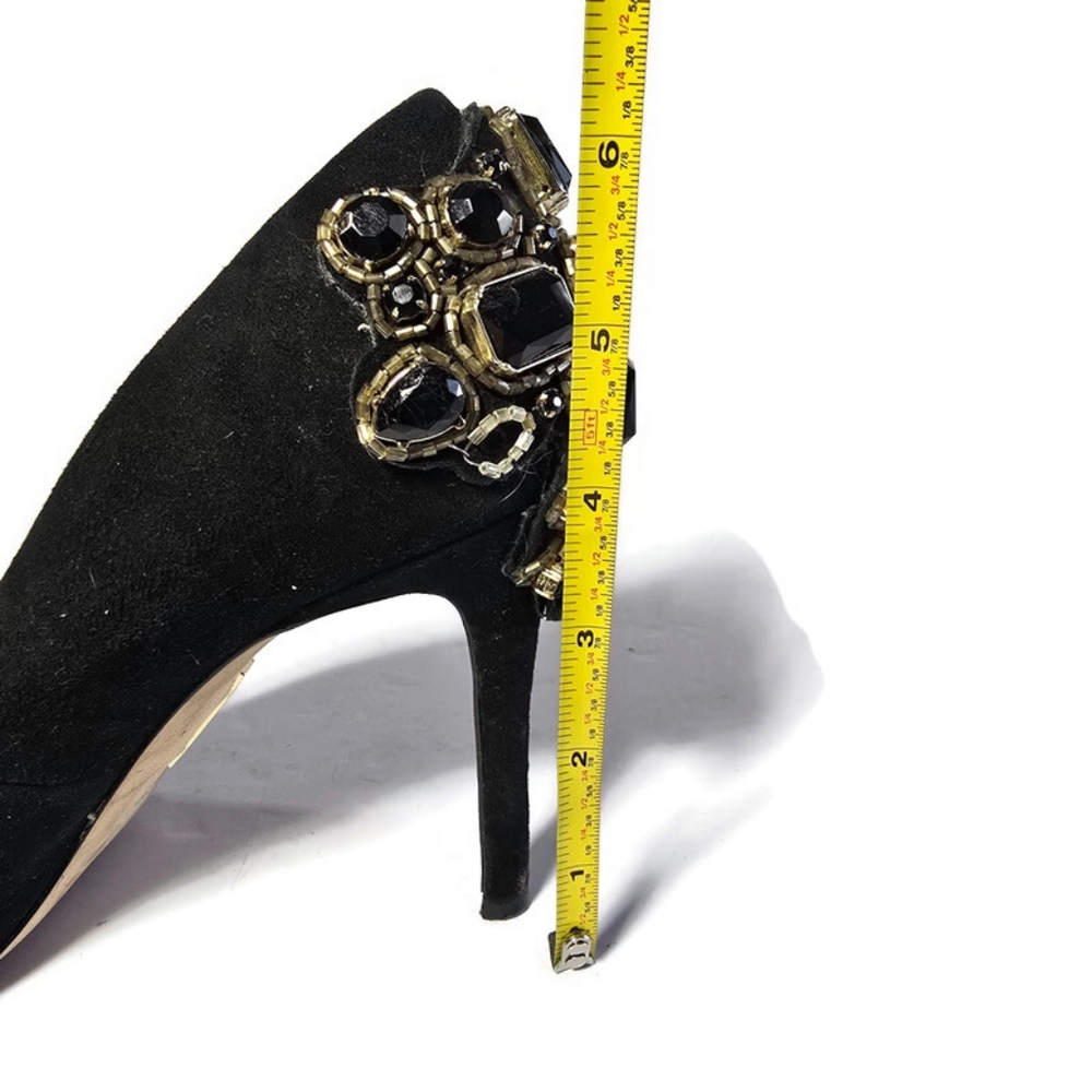 Louise et Cie Black Crystal Heels Stiletto Pumps Round Toe Sz 8.5 - Picture 11 of 16